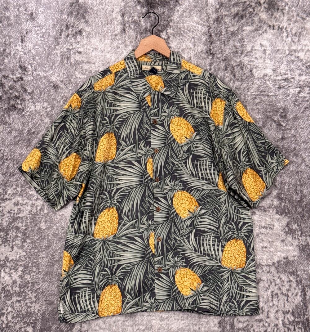 Tommy Bahama Hawaiian Shirt Large Mens Silk Pineapple Print